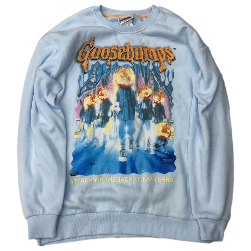 Goosebumps 'Attack of the Jack-O'-Lanterns' Light Blue Graphic Sweatshirt